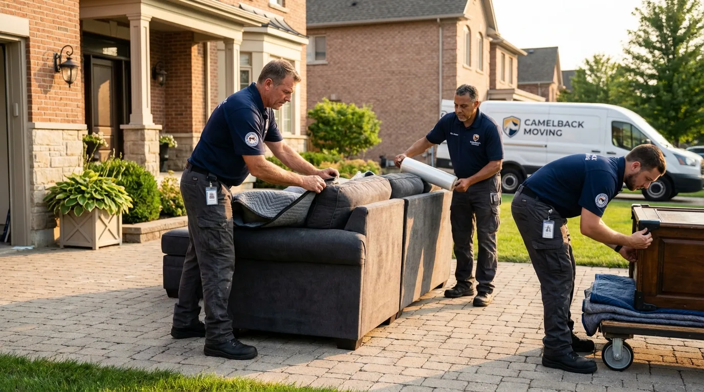 Large estate moving crew wrapping furniture in Kankakee, IL